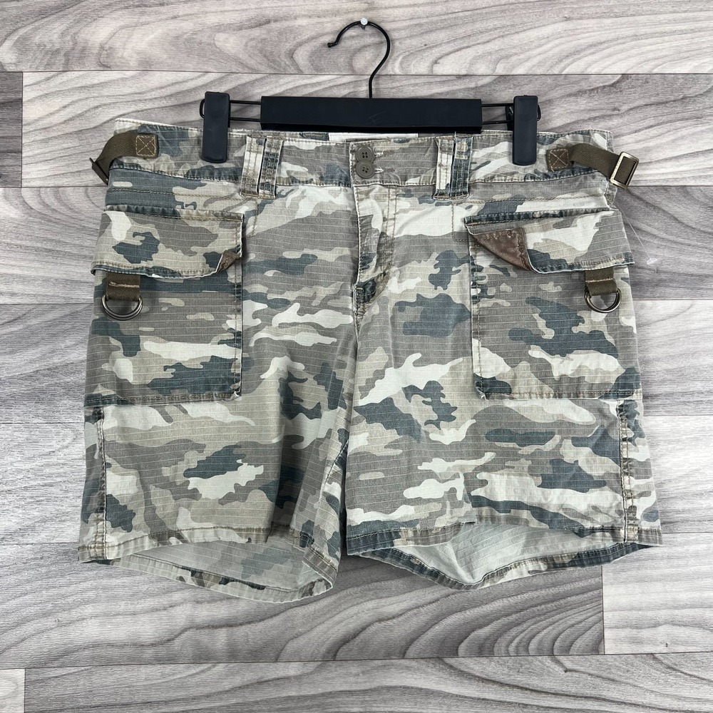 Nori Cargo Shorts Womens 11 Green Gray Camouflage Cotton Stretch Utility Pockets
